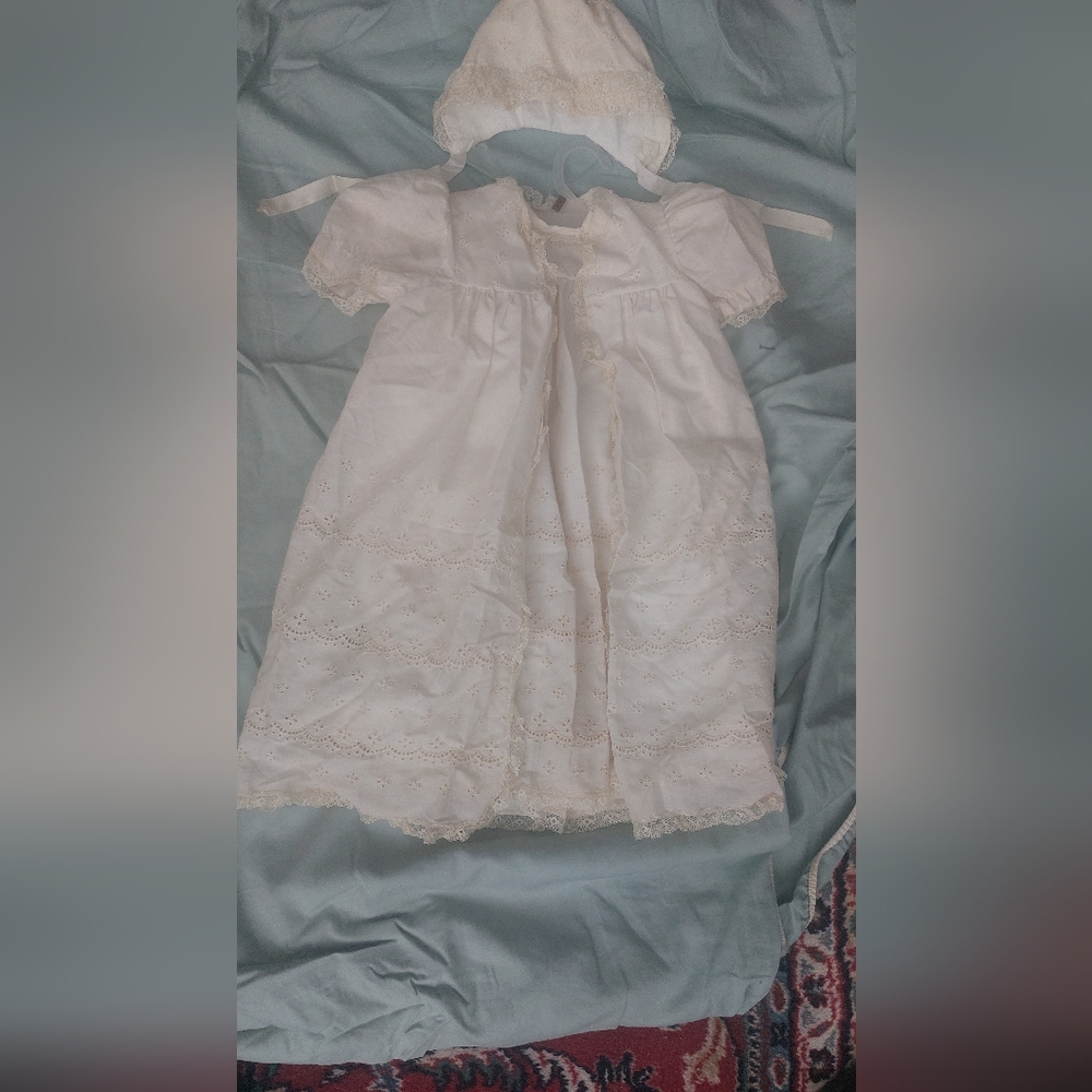 Madonna White Infant Eyelet Lace Dress